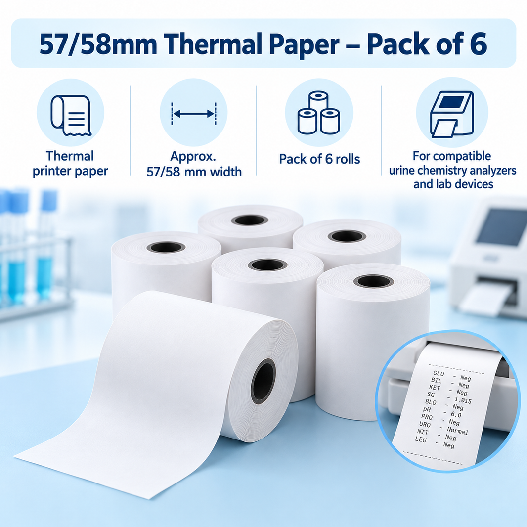 Urine Chemistry Analyzer Thermal Printer Rolls | 57/58mm | Pack of 6