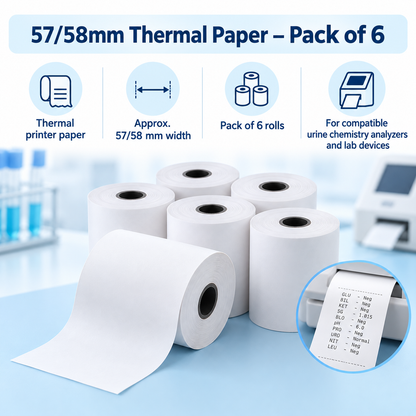 Urine Chemistry Analyzer Thermal Printer Rolls | 57/58mm | Pack of 6
