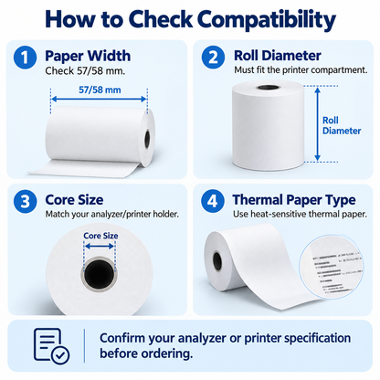 Urine Chemistry Analyzer Thermal Printer Rolls | 57/58mm | Pack of 6