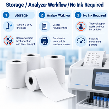 Urine Chemistry Analyzer Thermal Printer Rolls | 57/58mm | Pack of 6