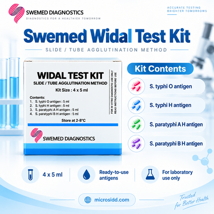 Widal Test Kit 4 × 5 ml – Stained Antigen Agglutination Kit