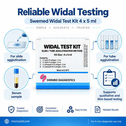 Widal Test Kit 4 × 5 ml – Stained Antigen Agglutination Kit