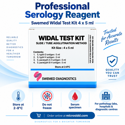 Widal Test Kit 4 × 5 ml – Stained Antigen Agglutination Kit