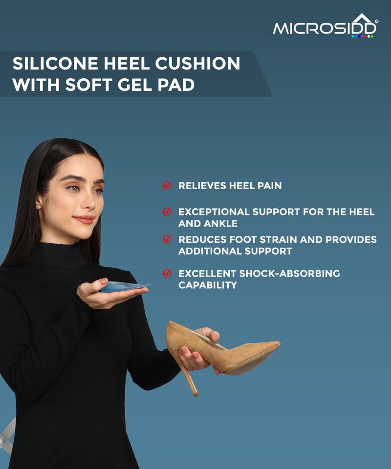 Microsidd Silicone Cushion Heel Support Free Size, Transparent