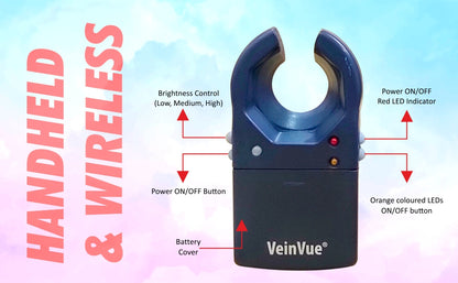 AccuSure VeinVue Vein Finder Hand-held Vein Illuminator Locator for Nurse Clinics, Homes Use, Useful Vein Detector