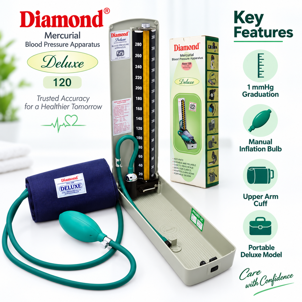 Diamond Deluxe 120 Mercurial BP Apparatus | Manual BP Monitor