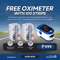 FREE Pulse Oximeter with Dr. Morepen BG03 100 Strips