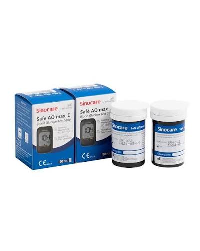 Sinocare Safe AQ Max 1 Glucometer Test Strips 100's Pack | Code-Free Blood Glucose Test Strips | Compatible with Safe AQ Max 1 Meter Only