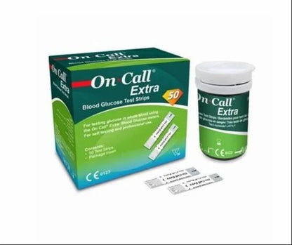 On Call Extra Blood Glucose Test Strips 50's Pack Genuine ACON Test Strips for On Call Extra Glucometer
