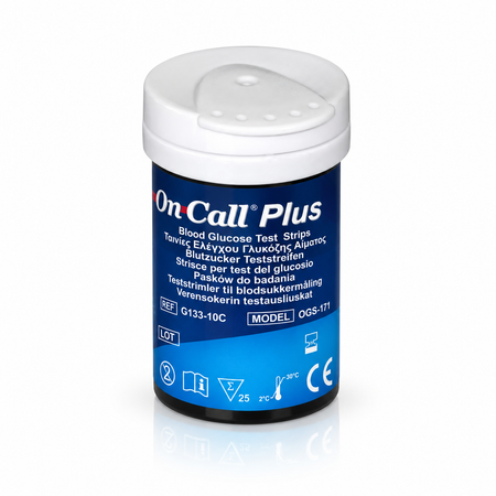 On Call Plus blood glucose test strips 10 pack for compatible On Call Plus glucometer