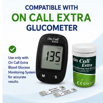 On Call Extra Blood Glucose Test Strips 50's Pack Genuine ACON Test Strips for On Call Extra Glucometer
