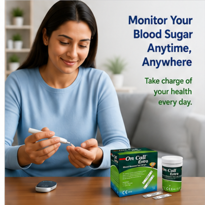On Call Extra Blood Glucose Test Strips 50's Pack Genuine ACON Test Strips for On Call Extra Glucometer