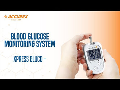 Accurex Xpress Gluco+ Kit | Blood Glucose Monitoring System with 10 Test Strips & 10 Lancets | No Coding | Electrochemical Glucometer