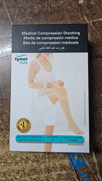 TYNOR Compression Stockings Thigh High Support I70 (Class 2) | Medical Graduated Compression Stockings for Varicose Veins, Leg Swelling, DVT Prevention & Venous Insufficiency (Pair)