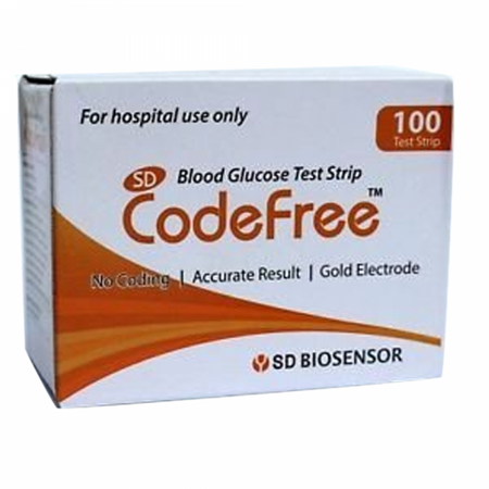 SD CodeFree Glucometer by SD Biosensor | No Coding Blood Glucose Monitoring System | Available with 50 & 100 Test Strip Combos