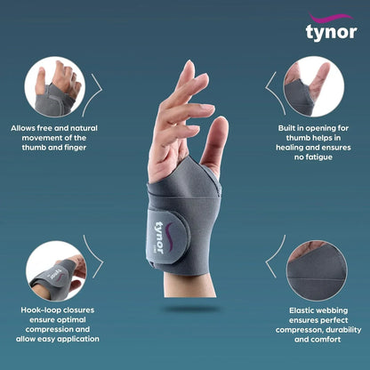 Tynor Wrist Thumb Support | Universal Size | Thumb & Wrist Stabilizer Brace for Pain Relief, Sprain & Tendon Support
