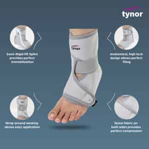 Tynor Ankle Support J12 | Neoprene Universal Ankle Brace | Adjustable Compression Support for Sprain, Ligament Injury & Sports Recovery