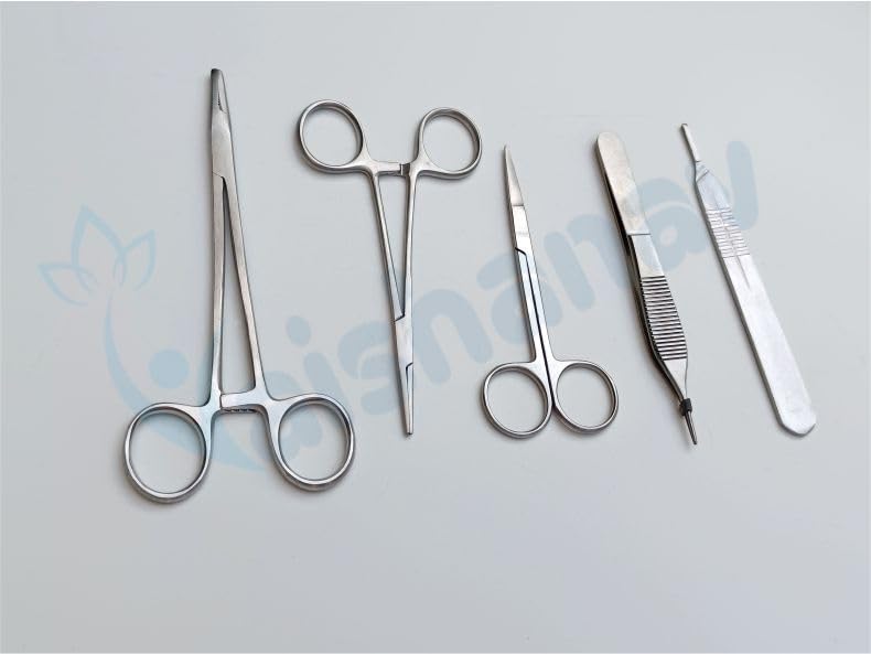 Vaishanav Premium Suture Practice Kit - Medical Training for Surgical Skills - 8-Piece Set with Scissors, Suture pad, Needles, and Thread