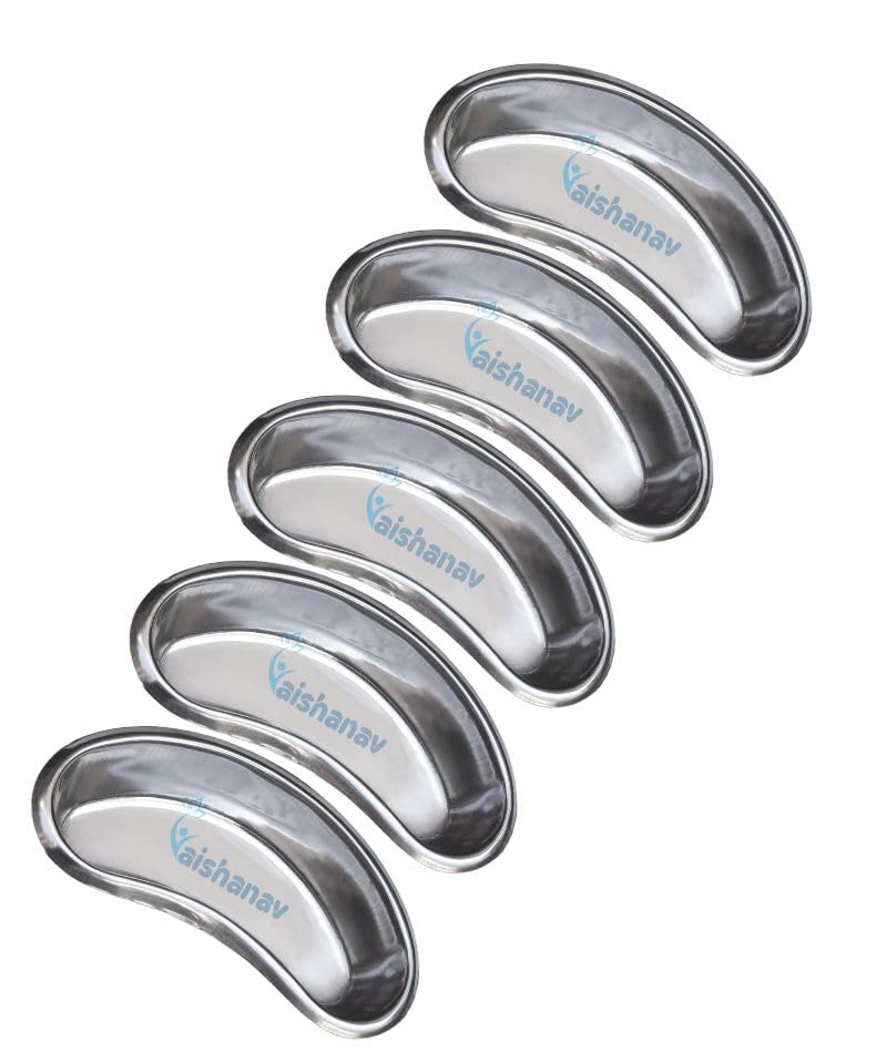 Vaishanav Kidney Tray Set of 5-6 Inch Stainless Steel Medical Kidney Dishes for Surgical and Medical Use