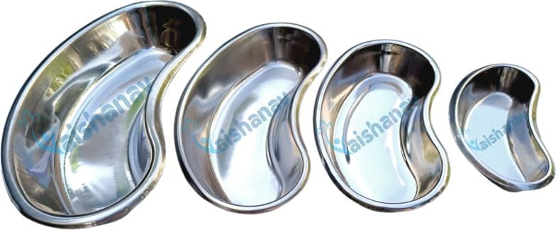 Vaishanav Medical Kidney Tray Set - 4 Pcs - 6", 8", 10", 12" (150mm, 200mm, 250mm, 300mm) - Surgical Stainless Steel Trays