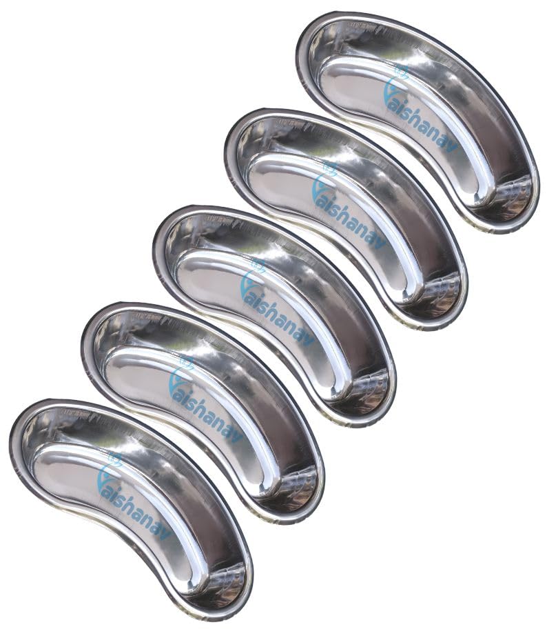 Vaishanav Premium 12-Inch Kidney Tray Set of 5 - Stainless Steel Medical Kidney Dishes for Clinical Use - Hospital-Grade Quality
