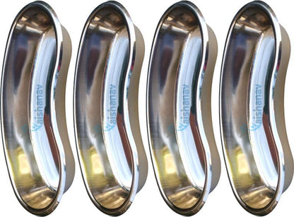 Vaishanav Medical Kidney Tray Set - 8 Inch Stainless Steel - Pack of 4 - Surgical Instruments for Hospitals and Clinics