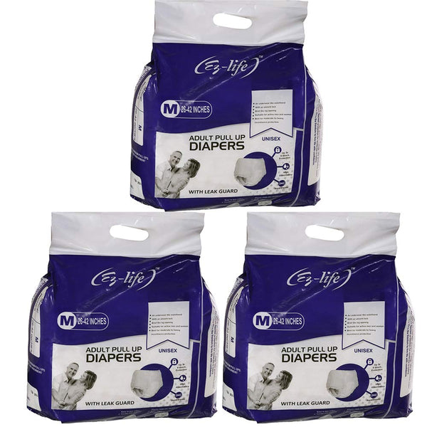 Adult Pull Up Diapers With Leak Guard EZ-LIFE Unisex  Pack Of 3