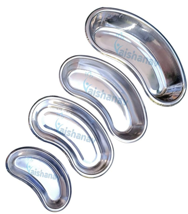 Vaishanav Medical Kidney Tray Set - 4 Pcs - 6", 8", 10", 12" (150mm, 200mm, 250mm, 300mm) - Surgical Stainless Steel Trays
