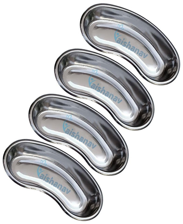 Vaishanav Medical Kidney Tray Set - 8 Inch Stainless Steel - Pack of 4 - Surgical Instruments for Hospitals and Clinics