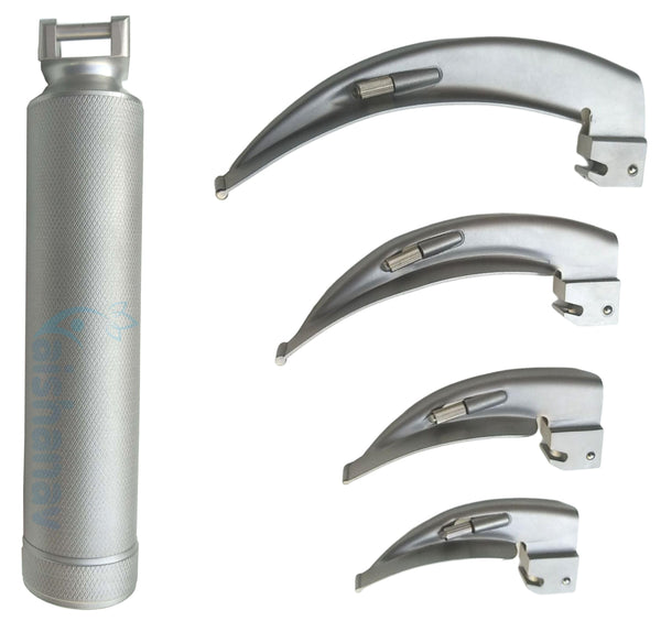 LED Laryngoscope with Set of 4 Macintosh Blades - Adult Size for Professional Airway Management and Intubation