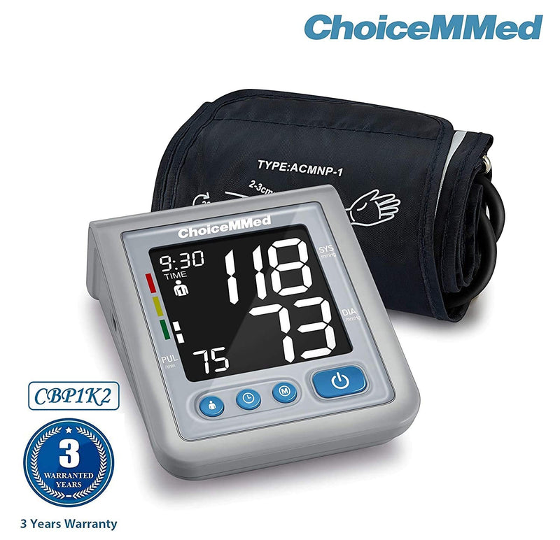 Choicemmed CBP1K2 Fully Automatic Digital Blood Pressure with Talking Function with Adapter and Batteries Included (Gray)