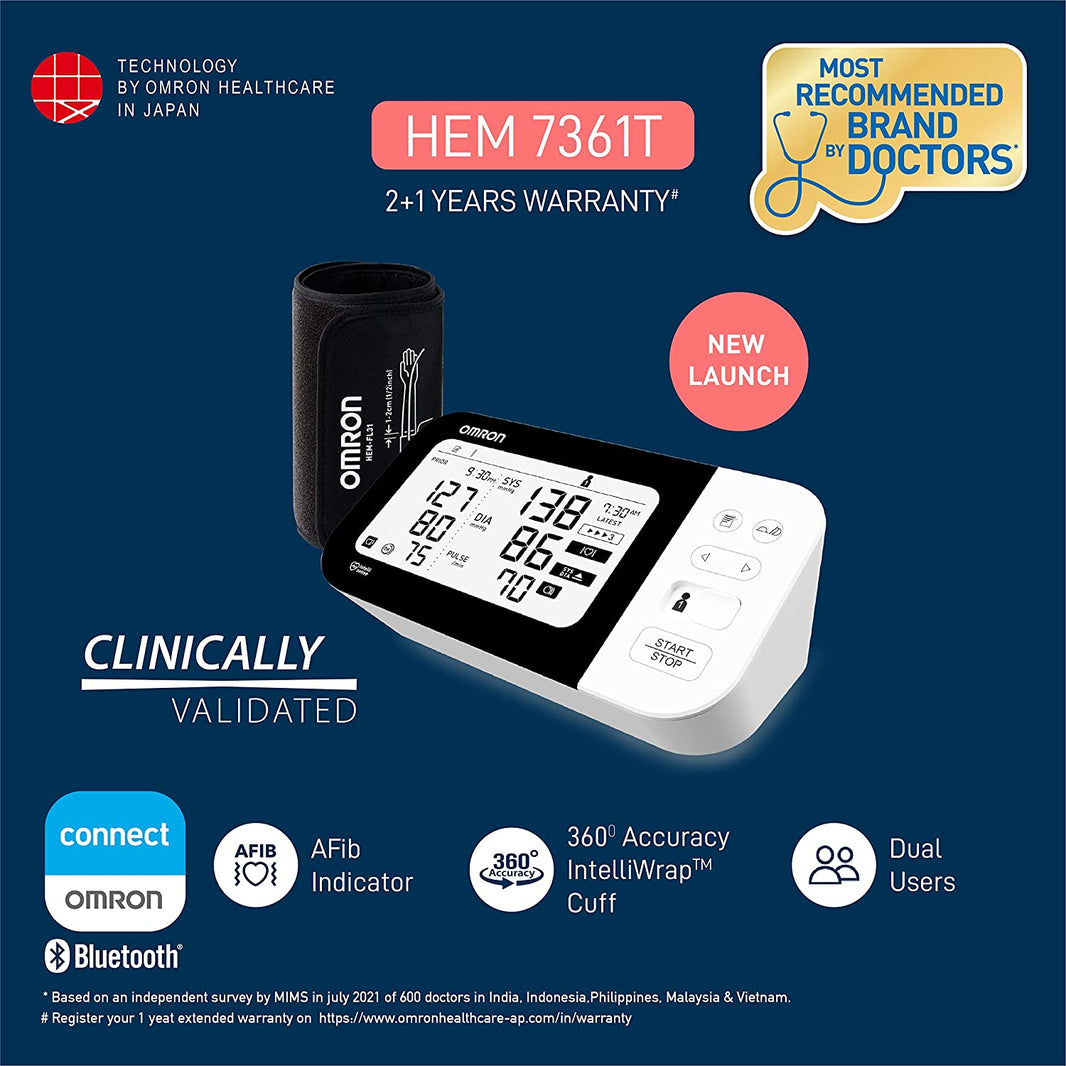 Omron HEM 7361T Bluetooth Digital Blood Pressure Monitor