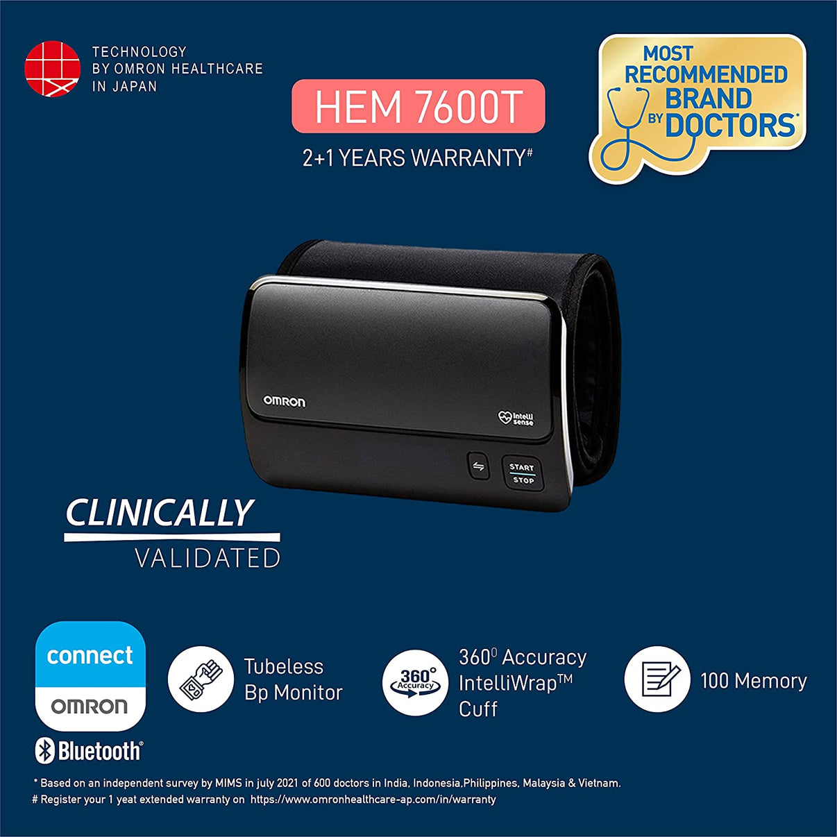 Omron Smart Elite+ HEM 7600T Tubeless 360° - Main Image