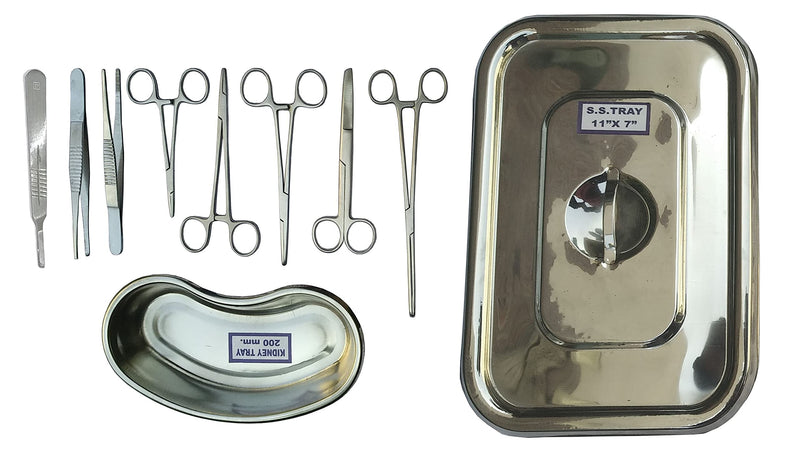 Vaishanav Professional Dressing Instrument Set (10 PCS) - Premium Stainless Steel Tools in Convenient Tray Packaging