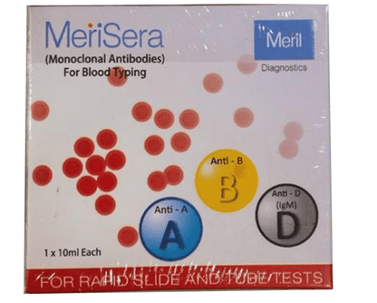 Meril MeriSera Anti A, Anti B & Anti D Blood Grouping Kit 3×10 mL
