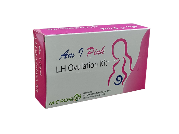 Microsidd Ovulation Test Kit box with 5 test strips and instruction manual for home fertility tracking